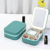 Cosmetic Box Leather Portable Travel Waterproof Luxury Makeup Mirror Jewelry Box with LED Light and Mirror