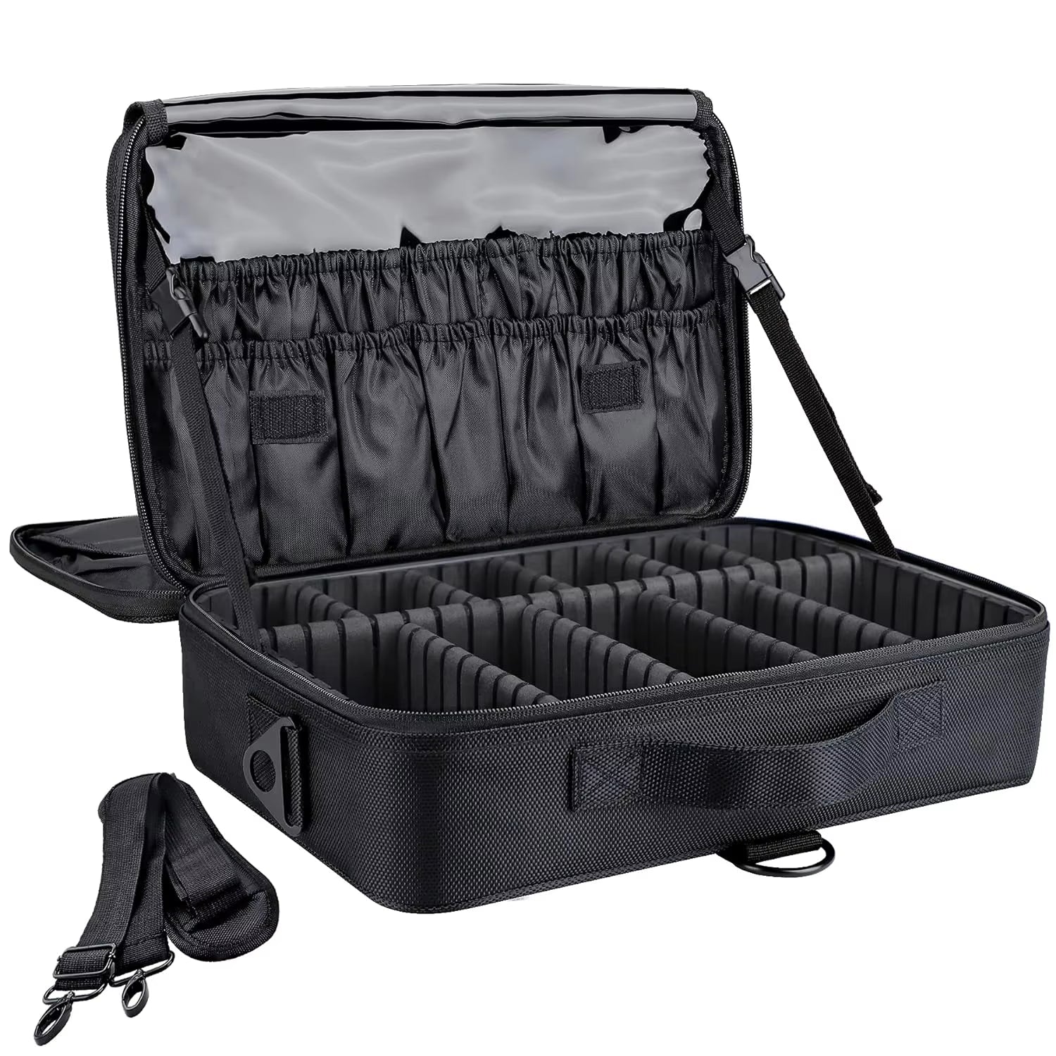 Travel Makeup Train Case Large Capacity Portable Makeup Cosmetic Case Artist Storage Bag with Adjustable Dividers